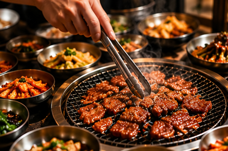 Korean barbecue with banchan